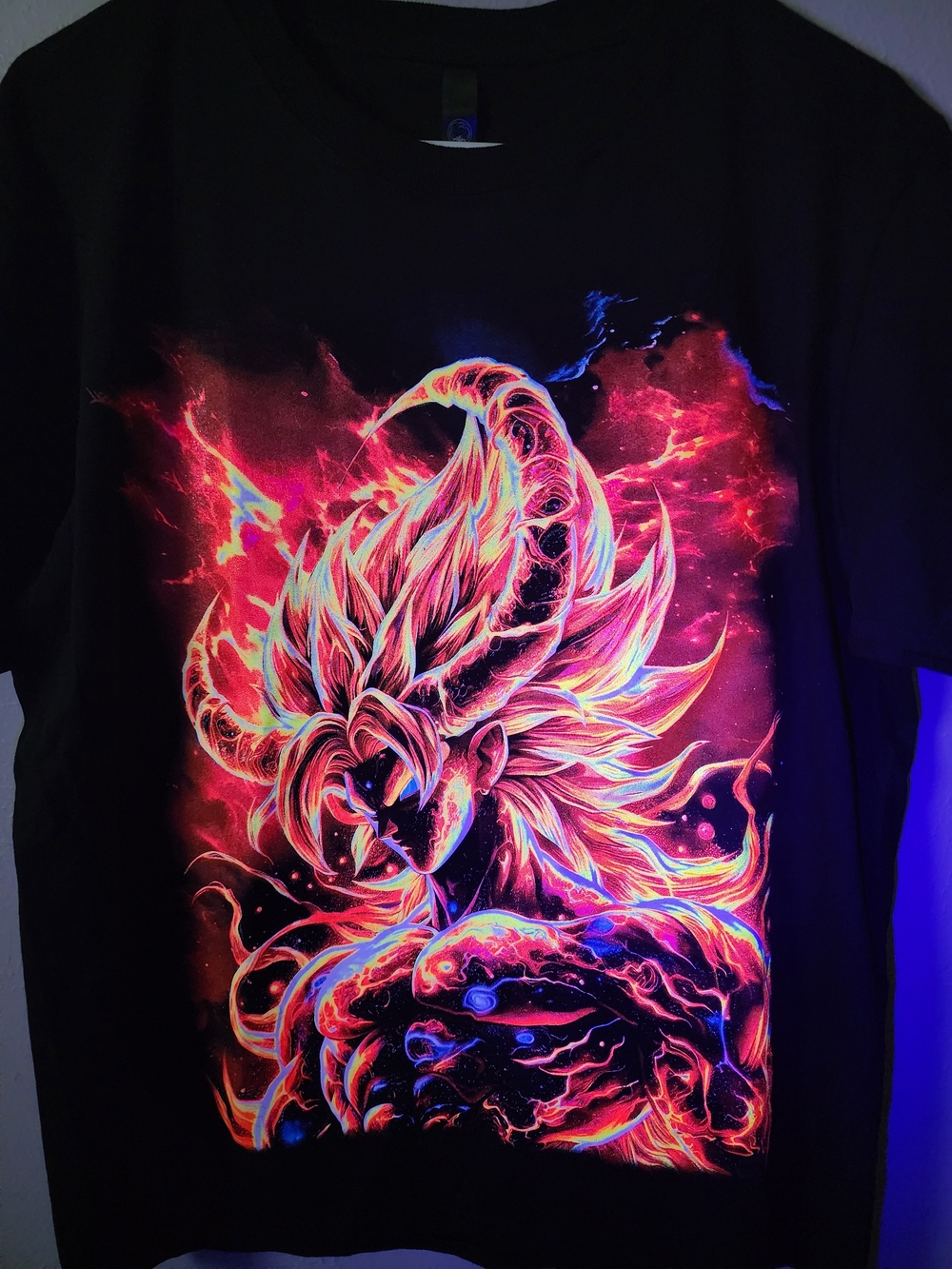 Black Dragonball Z Graphic Men’s T-Shirt with Fiery Anime UV Print - Picture 3 of 6